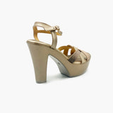 Symmetric High Heel Platforms gold back angle