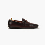 Bit Detailed Burnished Leather Loafers brown side profile with heel