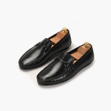 Bit Detailed Burnished Leather Loafers black opposite side angle