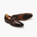 Strap Detail Horsebit Moccasins cognac side and sole