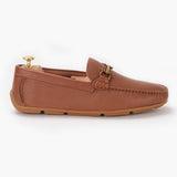 Horsebit Gold Buckle Loafers tan right side shoe