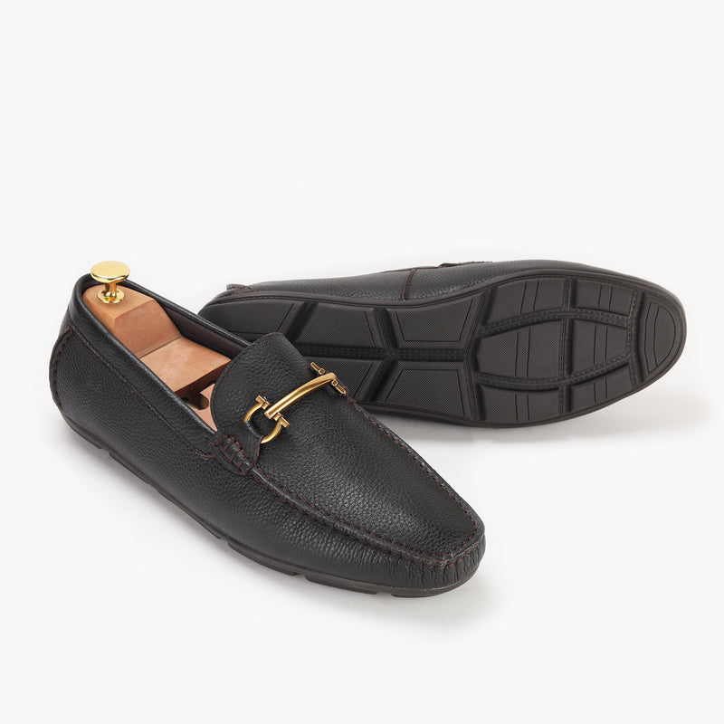 Horsebit Gold Buckle Loafers coffee side and sole