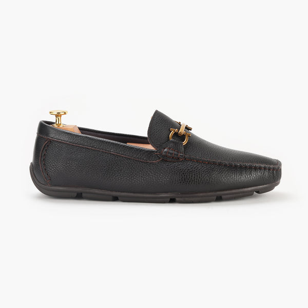 Horsebit Gold Buckle Loafers coffee right side shoe