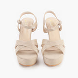 Platform Sandals cream front angle