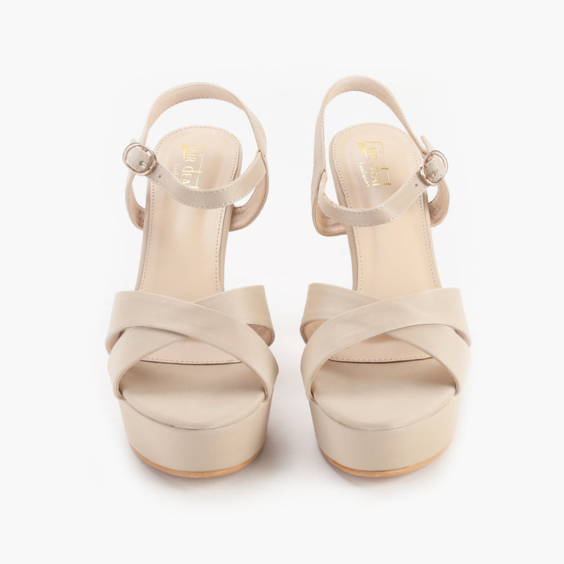 Buy SHOETOPIA Cream Synthetic Buckle Women's Casual Wear Sandal | Shoppers  Stop