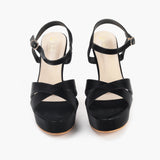 Platform Sandals black front angle