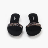 Sequin Embellished Flats black front angle