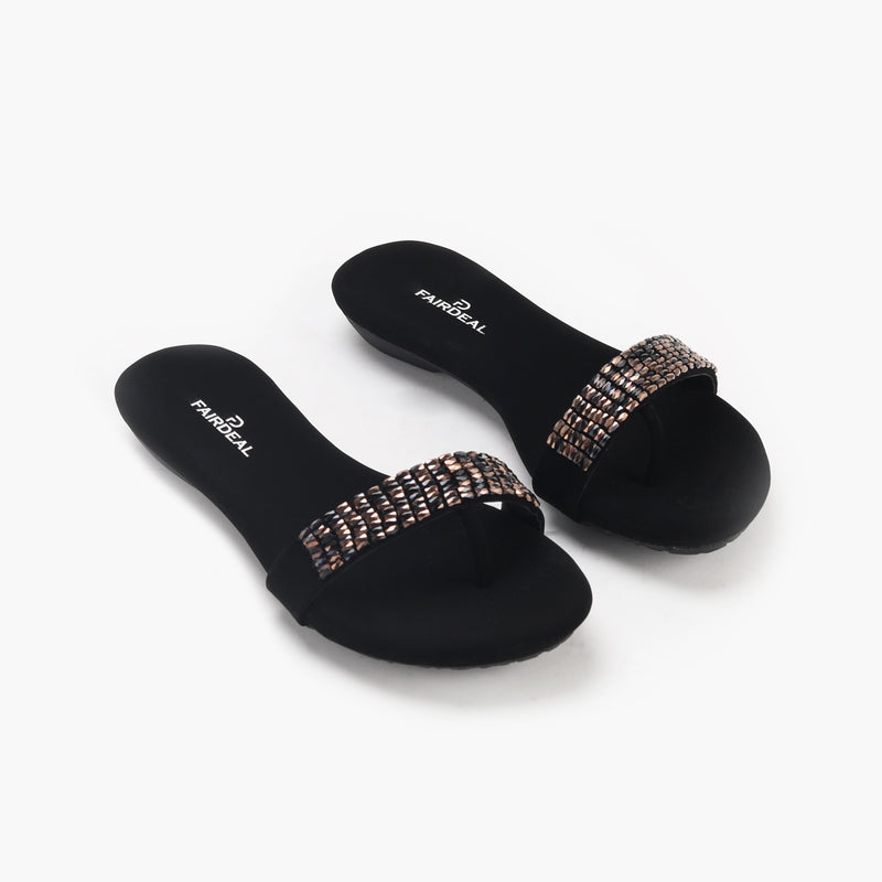 Sequin Embellished Flats black side angle