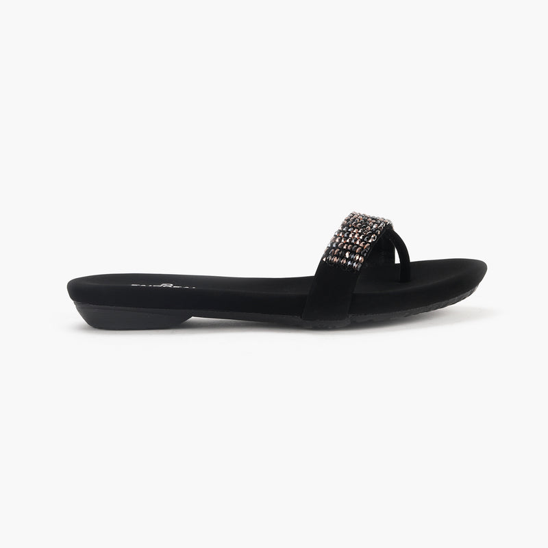 Sequin Embellished Flats black right side