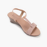 T-Bar Wedge Sandals pink side single