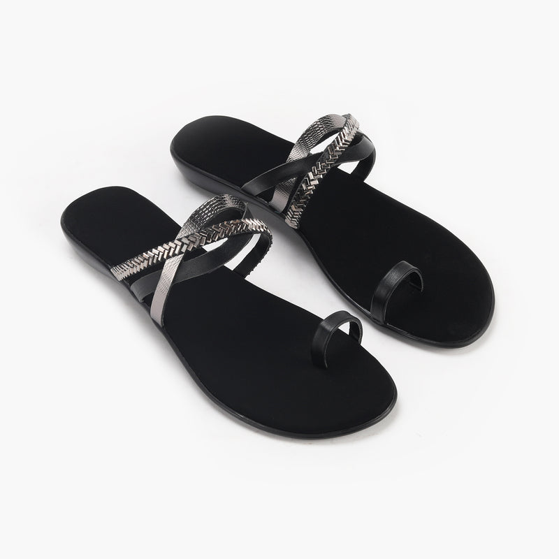 Criss Cross Open Toe Slides black side angle