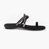 Criss Cross Open Toe Slides black right side