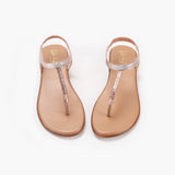 T Bar Sandals Rose Gold front angle