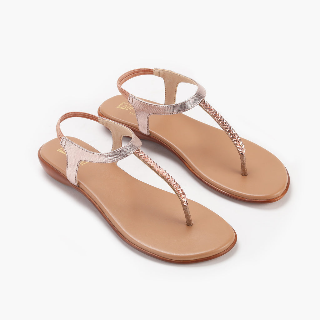 Rose gold store t bar sandals