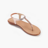 T Bar Sandals Rose Gold side single