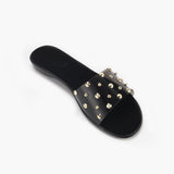 Studded Clear Strap Slides black side single