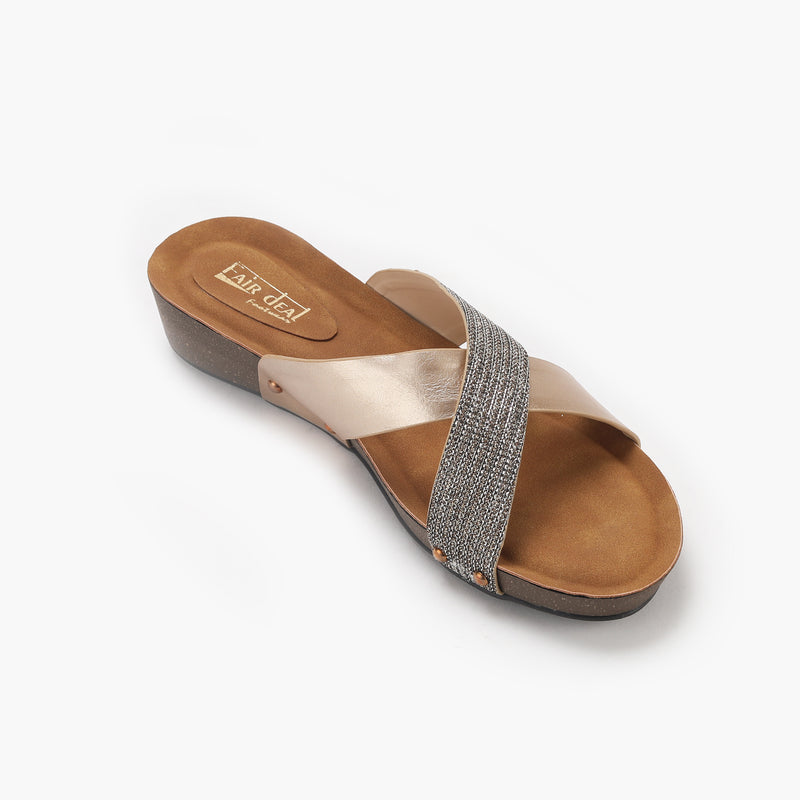 Shimmer Cross Slip Ons antique side single