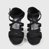 Criss Cross Ankle Strap Sandals Black
