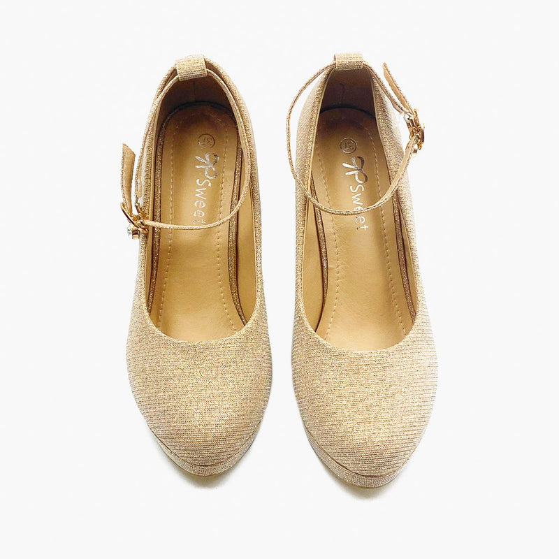 Shimmer Platform Pumps Light Gold