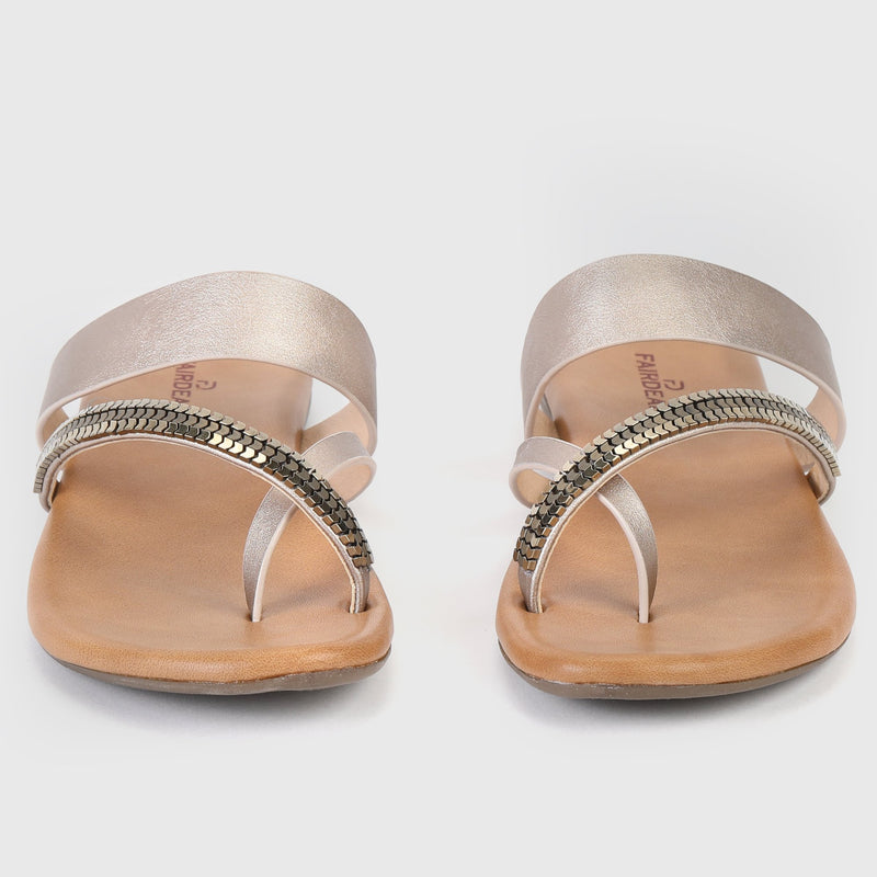 Sling Toe Flats Goldtan