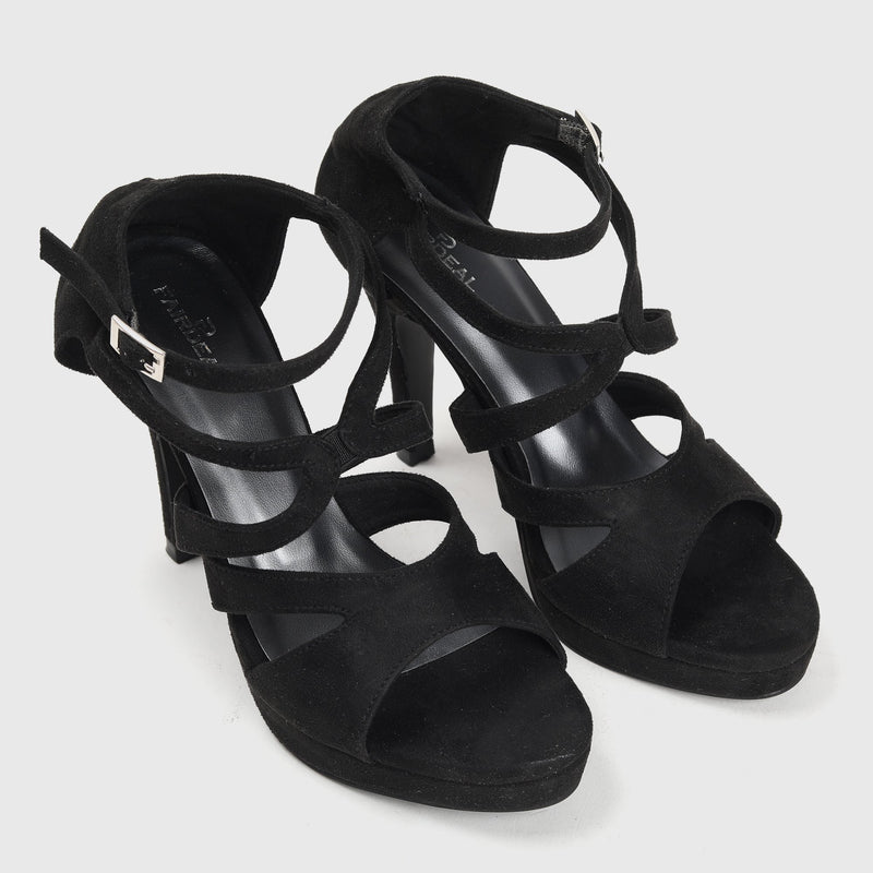 Criss Cross Ankle Strap Sandals Black Side Angle