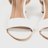 Ankle Strap Patent Block Heel Sandals White