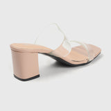 Symmetrical Clear Strap Slip Ons Nude