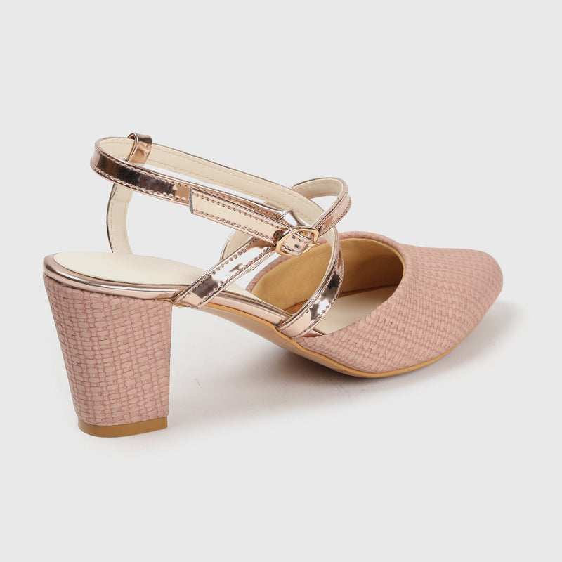 Cross Ankle Strap Heeled Sandals Nude Gold