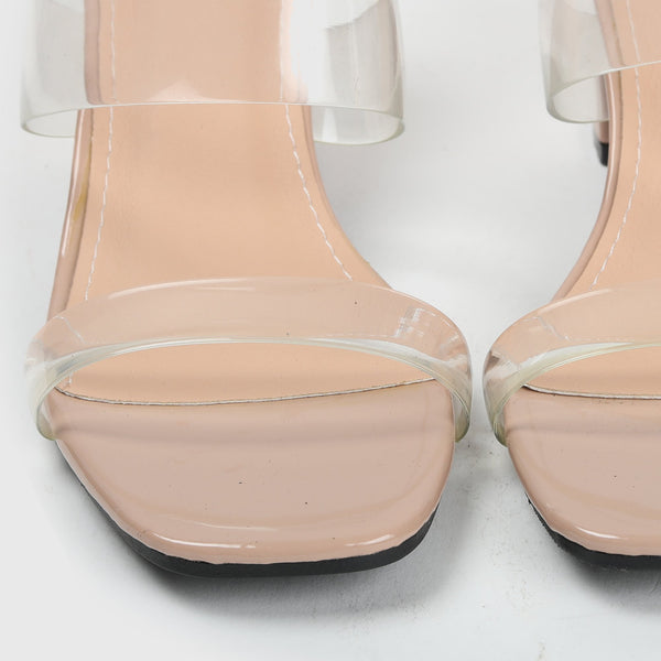 Symmetrical Clear Strap Slip Ons Nude