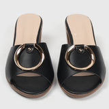 Buckle Embellished Mules Black