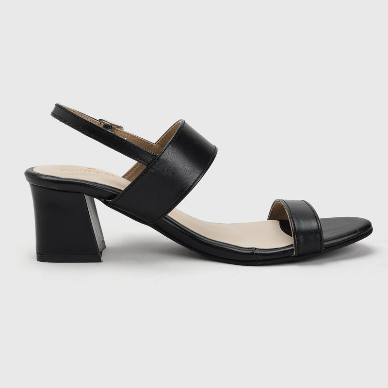 Snake Detail Block Heel Sandals Black