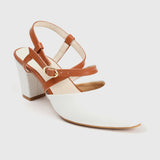 Cross Ankle Strap Heeled Sandals White Rust