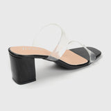 Symmetrical Clear Strap Slip Ons Black