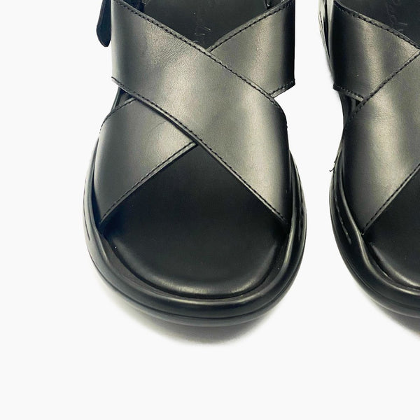 Classic Cross Strap Sandals Black