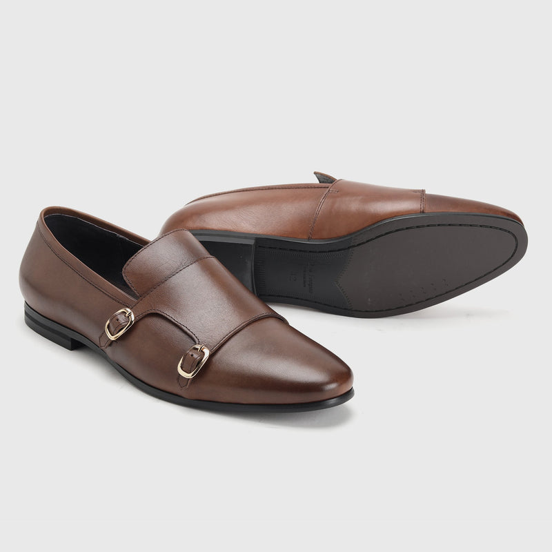 Double Buckle Low Cut Monk Coffee