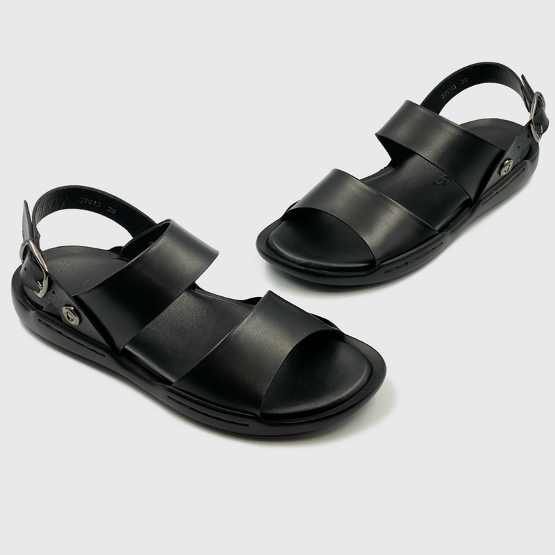 Symmetrical Strap Sandals Black