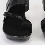Stud Embellished Toe Wedges Black