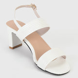 Slingback Block Heel Sandals White