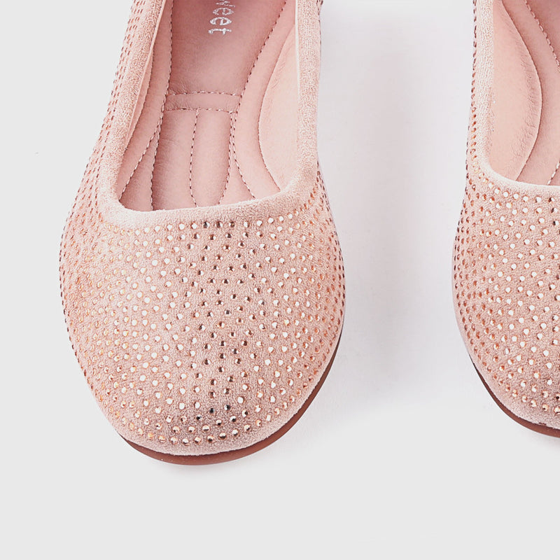 All Stud Embellsihed Flats Pastel Pink