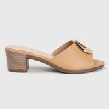 Buckle Embellished Mules Tan