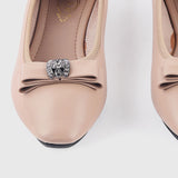 Petite Bow Embellished Flats Beige