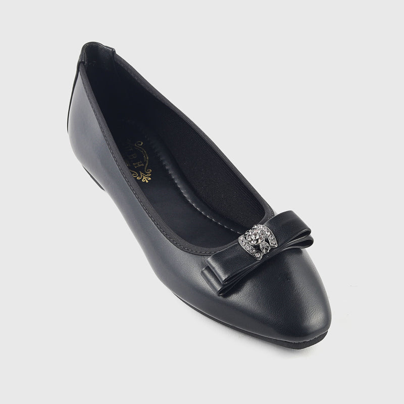 Petite Bow Embellished Flats Black