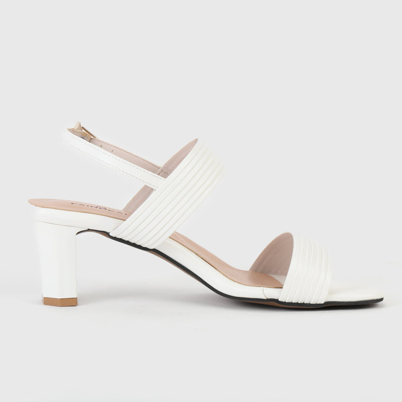 Slingback Block Heel Sandals White