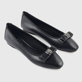 Petite Bow Embellished Flats Black Side Angle