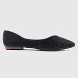 Stud Embellished Pointed Flats Black