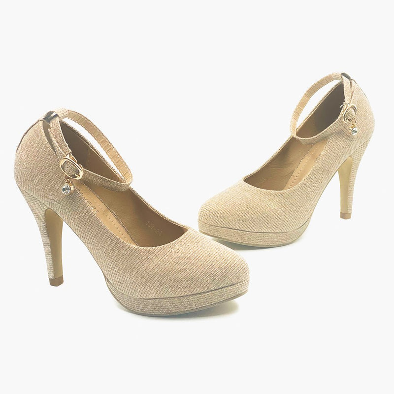 Shimmer Platform Pumps Light Gold