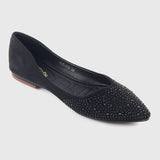 Stud Embellished Pointed Flats Black