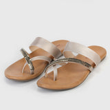 Sling Toe Flats Goldtan Side Angle