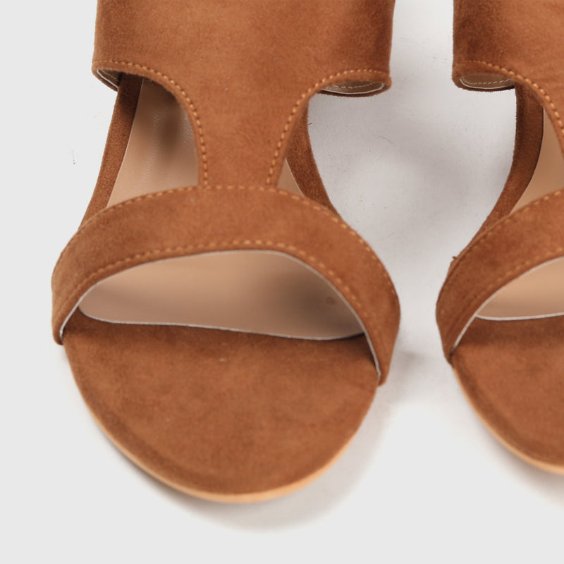 Asymmetrical Wrap Around Tassle Sandals Dark Rust