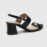 Snake Detail Block Heel Sandals Black